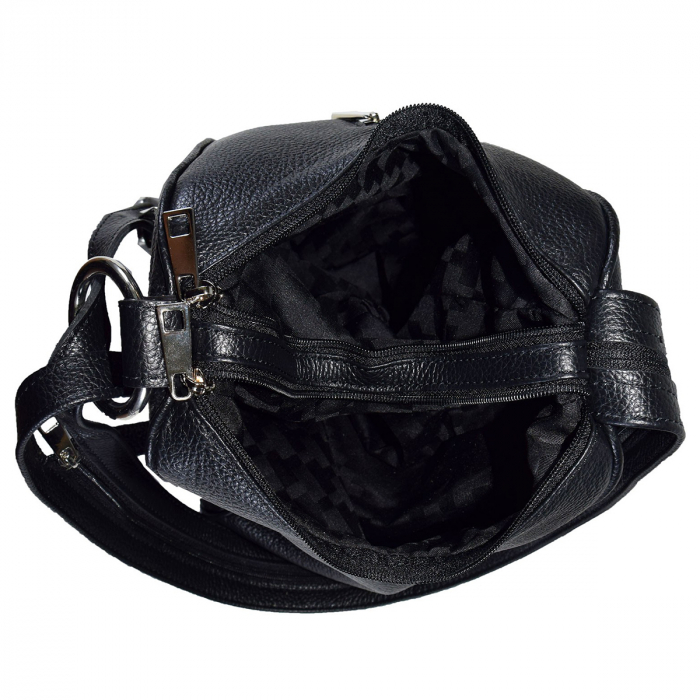 Rucsac de dama din piele naturala moale, model 126, Negru mat [6]