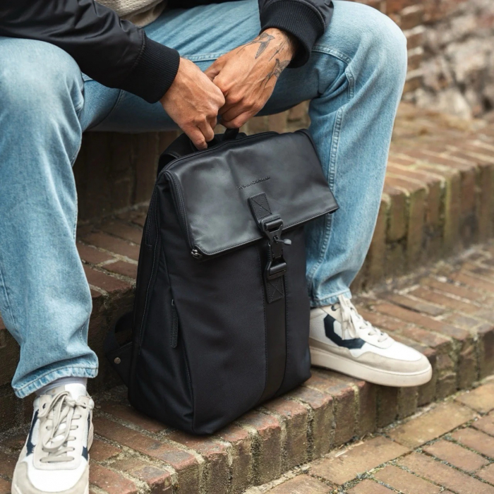 Rucsac din piele si nylon, The Chesterfield Brand, Trondheim, Negru [1]