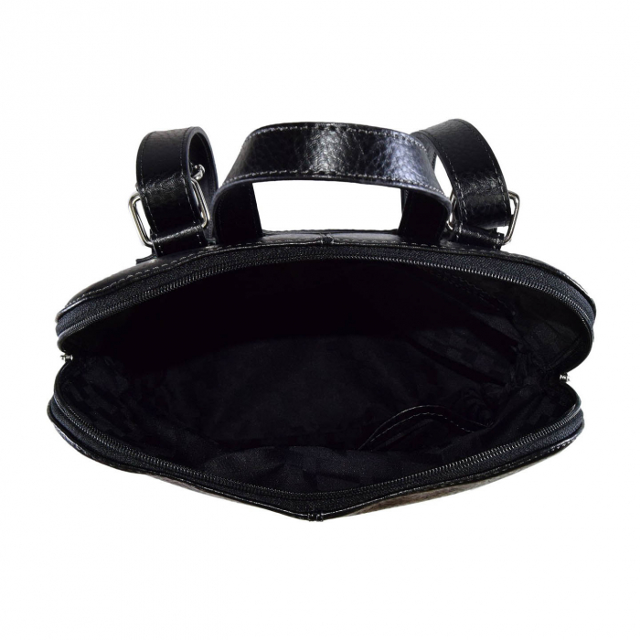 Rucsac/geanta dama din piele naturala moale, model 213, Negru [6]