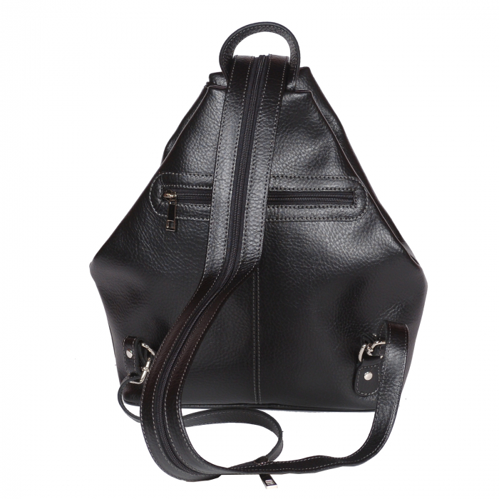 Rucsac/geanta dama din piele naturala moale, model 133, Negru mat [6]