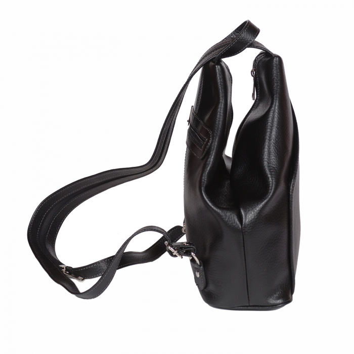Rucsac/geanta dama din piele naturala moale, model 133, Negru mat [5]