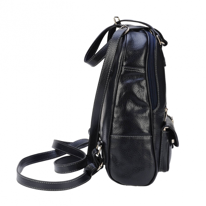 Rucsac/geanta dama din piele naturala moale, model 194, Bleumarin mat [4]