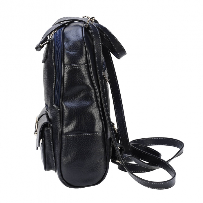 Rucsac/geanta dama din piele naturala moale, model 194, Bleumarin mat [3]