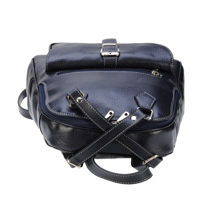 Rucsac/geanta dama din piele naturala moale, model 194, Bleumarin mat [5]