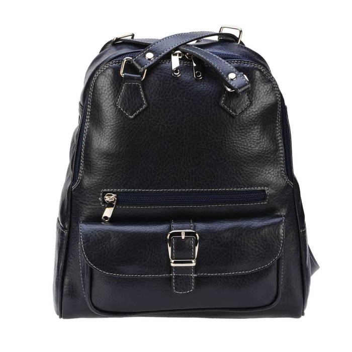 Rucsac/geanta dama din piele naturala moale, model 194, Bleumarin mat [2]