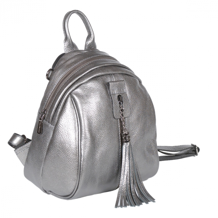 Rucsac/geanta din piele naturala, Tony Bellucci, model 175, Argintiu [1]