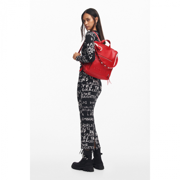 Rucsac/geanta de umar 2 in 1, dama, Desigual, seria Half logo, Rosu [5]
