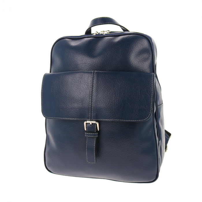 Rucsac unisex din piele naturala moale, model 245, Bleumarin mat [7]