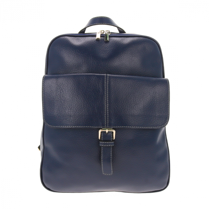 Rucsac unisex din piele naturala moale, model 245, Bleumarin mat [3]