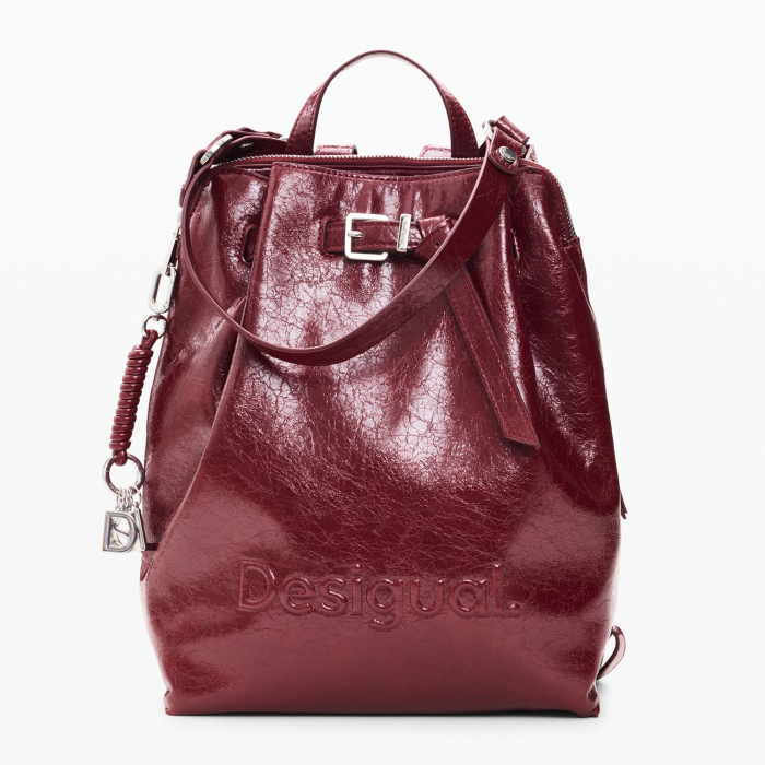 Rucsac mediu de dama, Desigual, seria Half Logo Luena, Rosu [2]