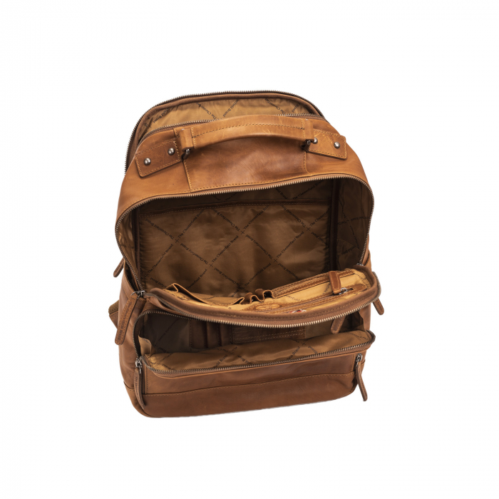 Rucsac pentru laptop de 14 inch si tableta, The Chesterfield Brand, din piele naturala, Austin, Maro coniac [10]
