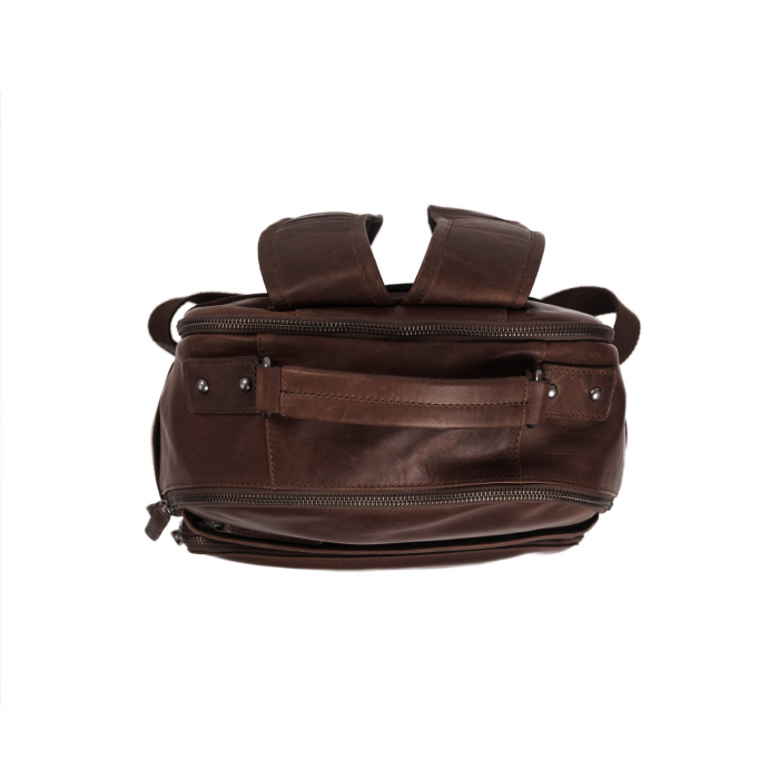 Rucsac pentru laptop de 14 inch si tableta, The Chesterfield Brand, din piele naturala, Austin, Maro inchis [4]