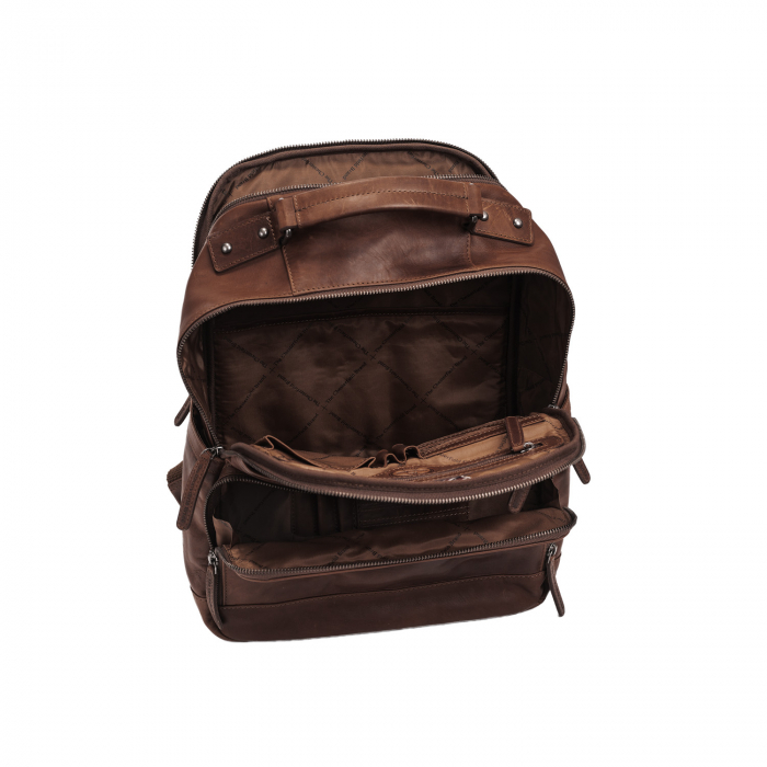 Rucsac pentru laptop de 14 inch si tableta, The Chesterfield Brand, din piele naturala, Austin, Maro inchis [3]