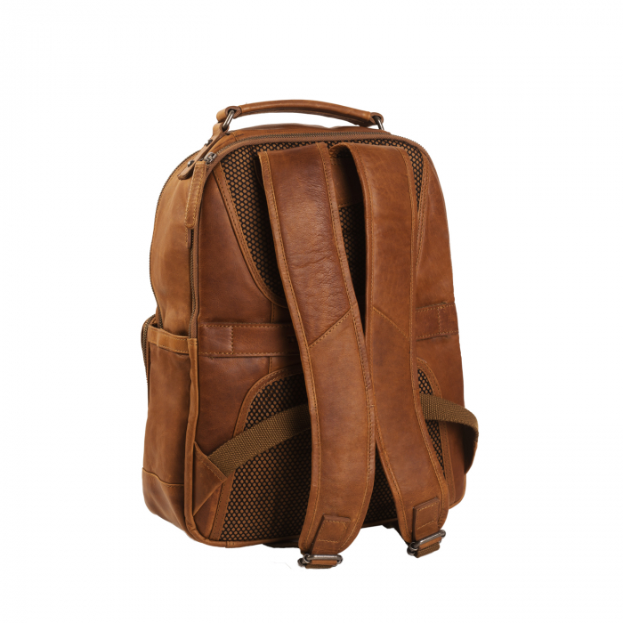 Rucsac pentru laptop de 14 inch si tableta, The Chesterfield Brand, din piele naturala, Austin, Maro coniac [13]