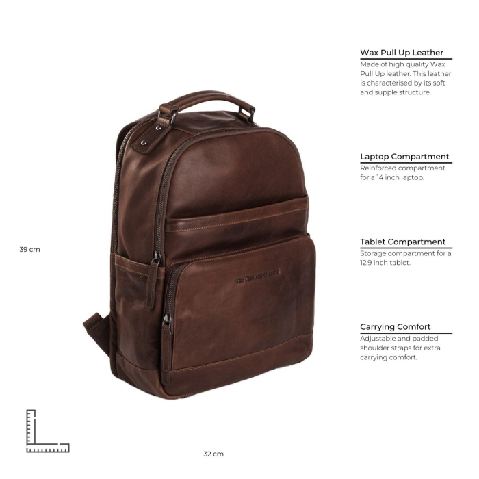 Rucsac pentru laptop de 14 inch si tableta, The Chesterfield Brand, din piele naturala, Austin, Maro inchis [4]