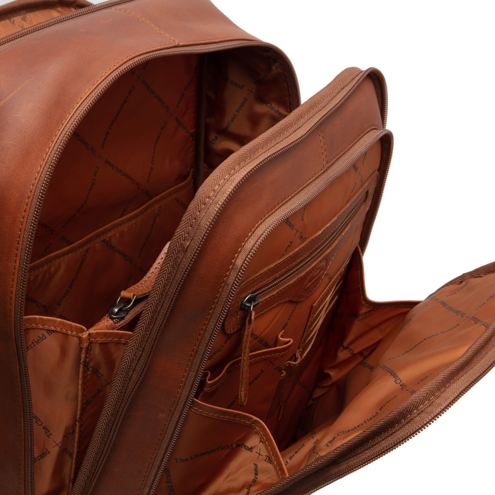 Rucsac cu compartiment laptop 14 inch, The Chesterfield Brand, din piele naturala, Detroit, Maro coniac [5]