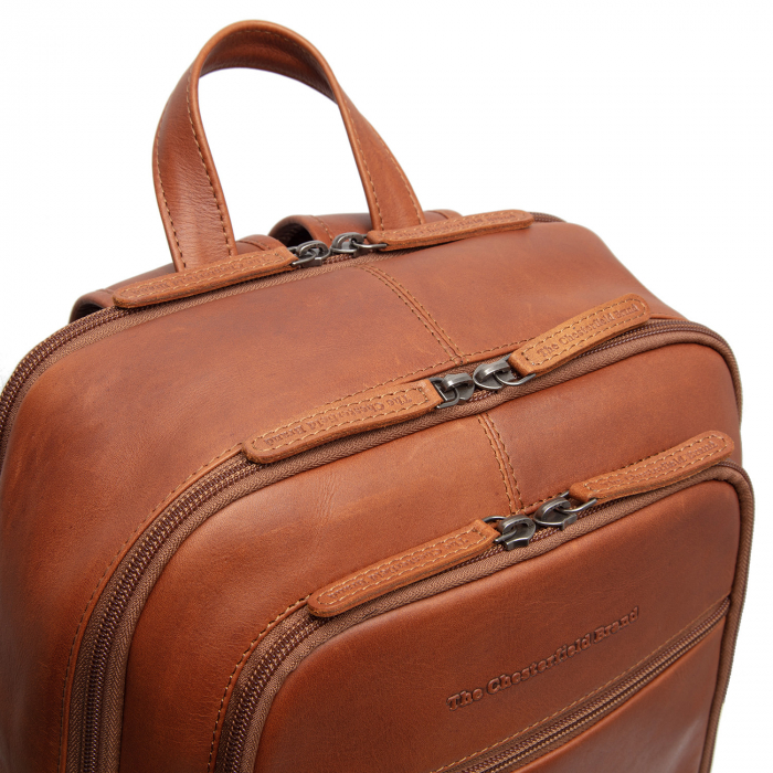 Rucsac cu compartiment laptop 14 inch, The Chesterfield Brand, din piele naturala, Detroit, Maro coniac [9]