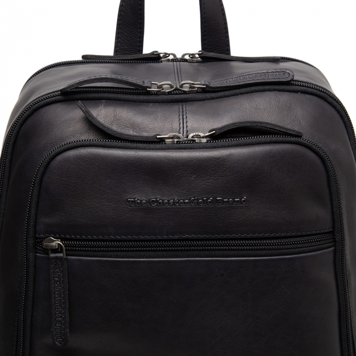 Rucsac cu compartiment laptop 14 inch, The Chesterfield Brand, din piele naturala, Detroit, Negru [3]