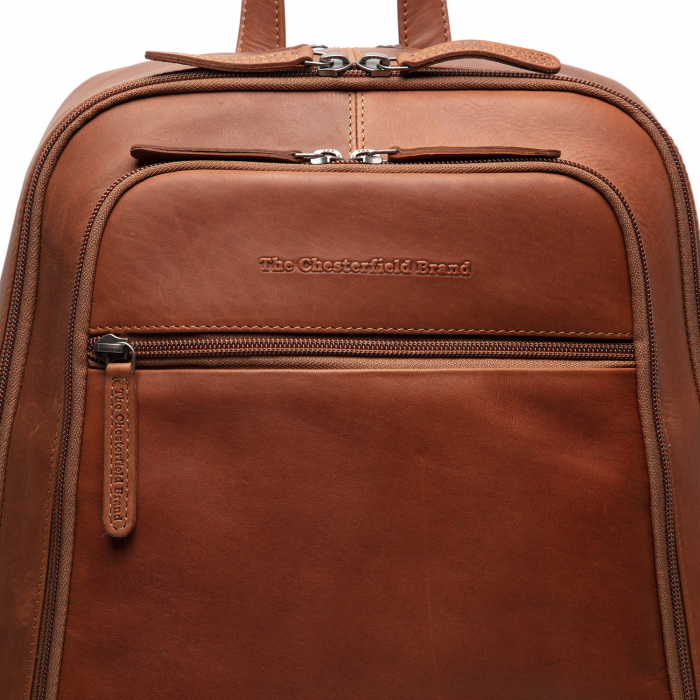 Rucsac cu compartiment laptop 14 inch, The Chesterfield Brand, din piele naturala, Detroit, Maro coniac [7]