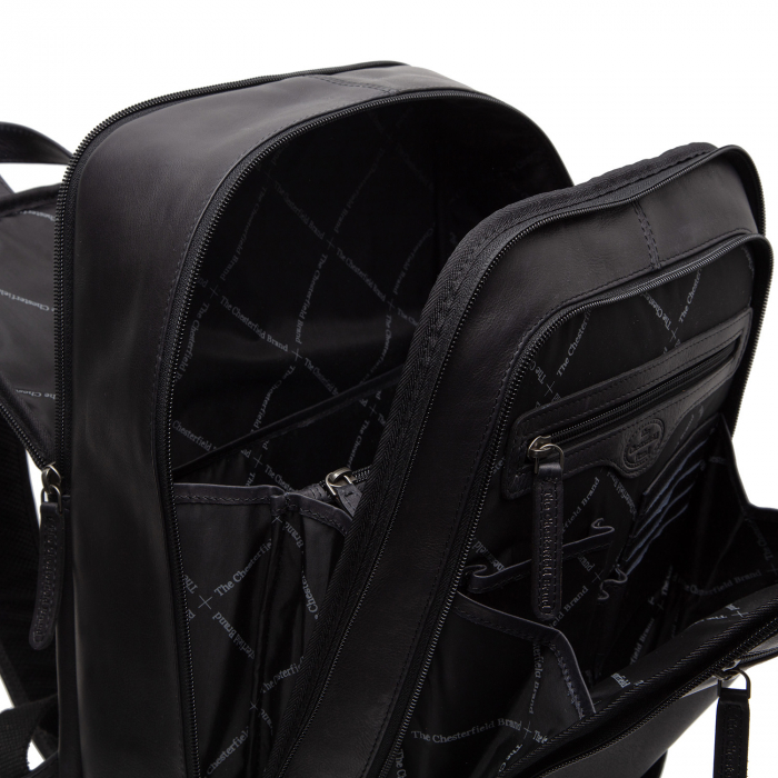 Rucsac cu compartiment laptop 14 inch, The Chesterfield Brand, din piele naturala, Detroit, Negru [2]