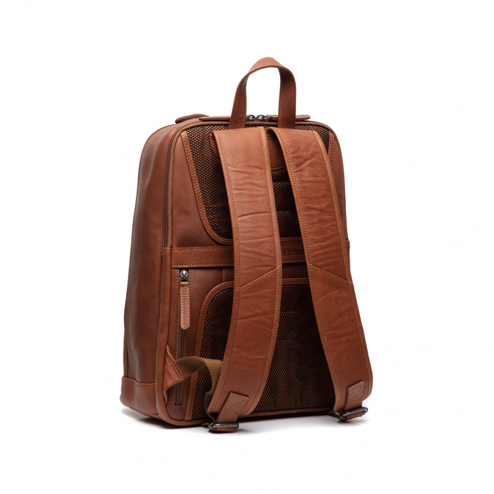 Rucsac cu compartiment laptop 14 inch, The Chesterfield Brand, din piele naturala, Detroit, Maro coniac [10]