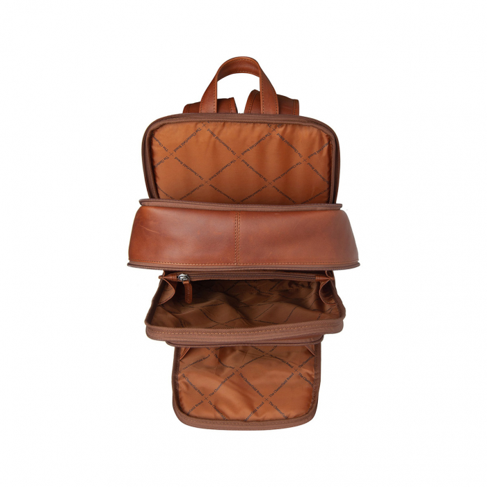 Rucsac cu compartiment laptop 14 inch, The Chesterfield Brand, din piele naturala, Detroit, Maro coniac [8]