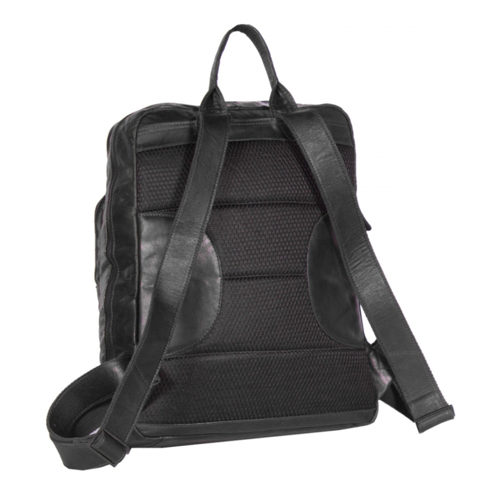 Rucsac pentru laptop de 15,4 inch si tableta, The Chesterfield Brand, din piele, model Mack, Negru [5]