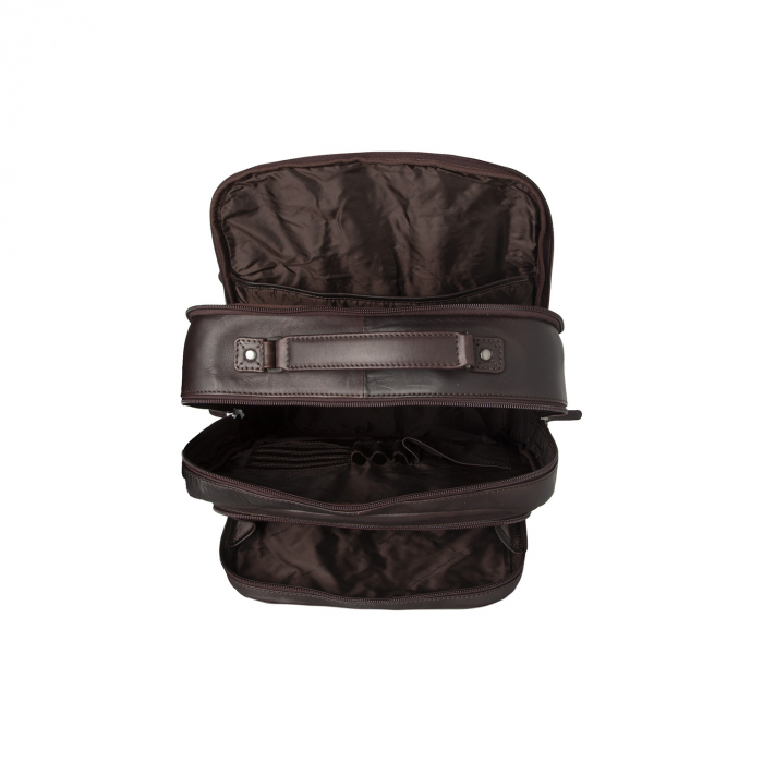 Rucsac pentru laptop de 15,4 inch, The Chesterfield Brand, din piele, model Lennox, Maro inchis [6]