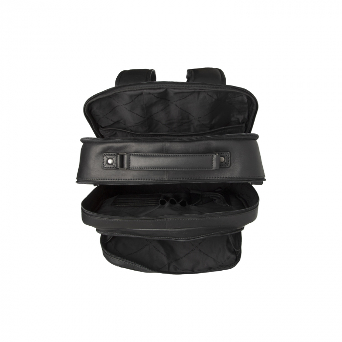 Rucsac pentru laptop de 15,4 inch, The Chesterfield Brand, din piele, model Lennox, Negru [3]