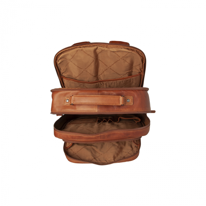 Rucsac pentru laptop de 15,4 inch, The Chesterfield Brand, din piele, model Lennox, Maro coniac [6]