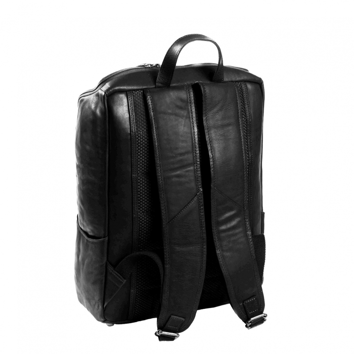 Rucsac pentru laptop de 15,4 inch, The Chesterfield Brand, din piele, model Rich, Negru [10]