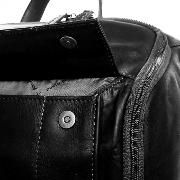 Rucsac pentru laptop de 15,4 inch, The Chesterfield Brand, din piele, model Rich, Negru [9]