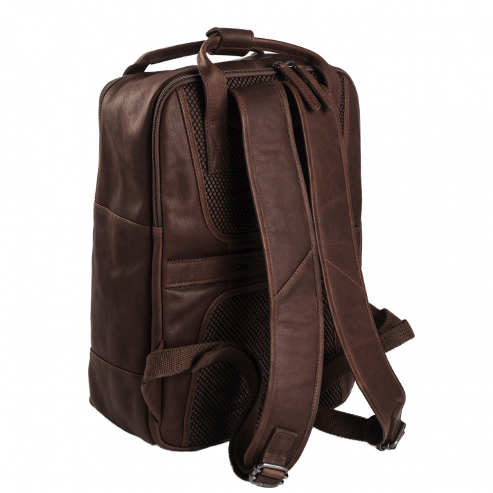 Rucsac pentru tableta si laptop de 14 inch, The Chesterfield Brand, din piele naturala, model Belford, Maro inchis [6]