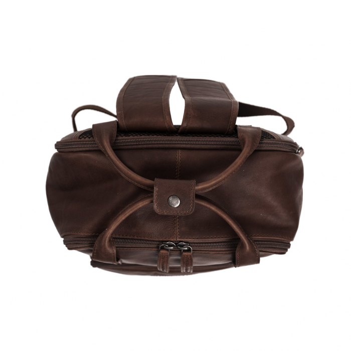 Rucsac pentru tableta si laptop de 14 inch, The Chesterfield Brand, din piele naturala, model Belford, Maro inchis [4]
