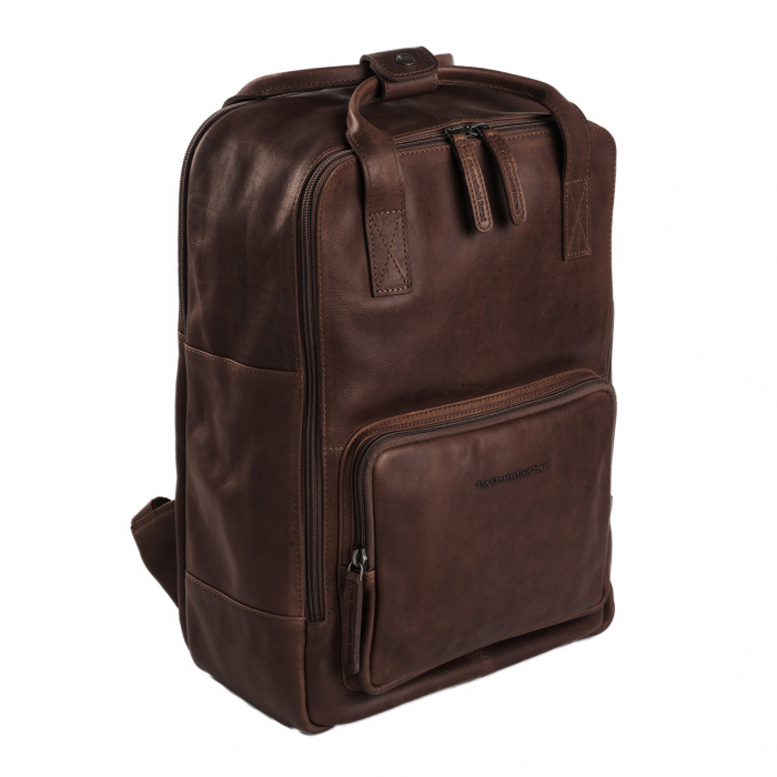 Rucsac pentru tableta si laptop de 14 inch, The Chesterfield Brand, din piele naturala, model Belford, Maro inchis [2]