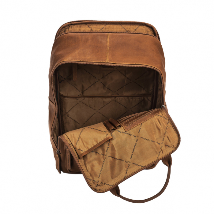 Rucsac pentru tableta si laptop de 14 inch, The Chesterfield Brand, din piele naturala, model Belford, Maro coniac [7]