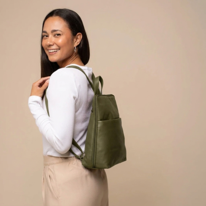 Rucsac The Chesterfield Brand din piele moale, Ilara, Verde olive [2]