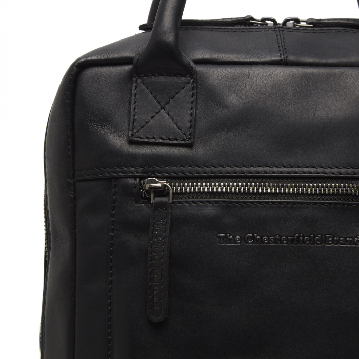 Rucsac cu compartiment pentru laptop 13 inch The Chesterfield Brand, piele naturala, Lincoln, Negru [2]