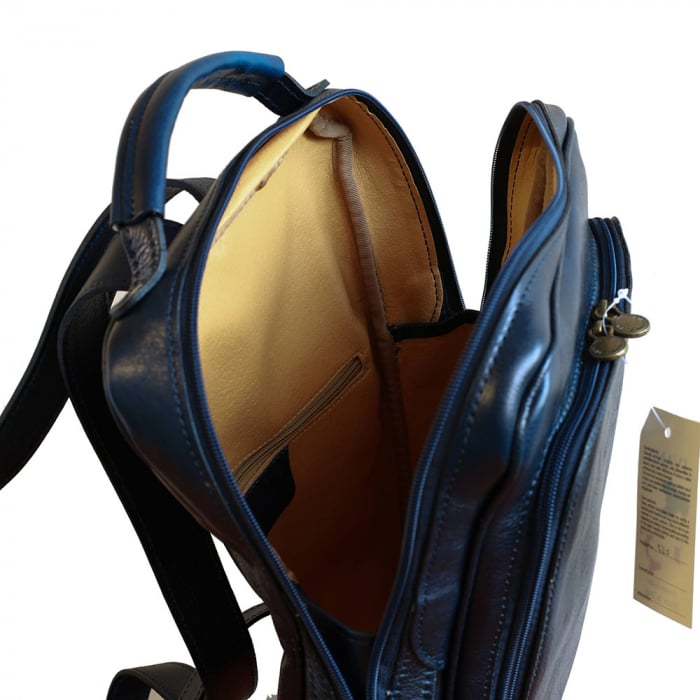 Rucsac  unisex din piele bleumarin model R106 [4]