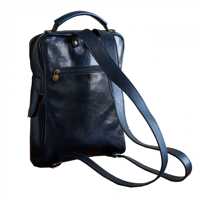 Rucsac  unisex din piele bleumarin model R106 [2]