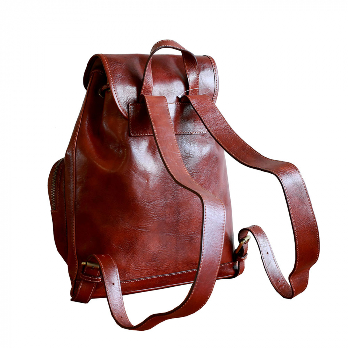 Rucsac  unisex din piele maro coniac model R108 [2]