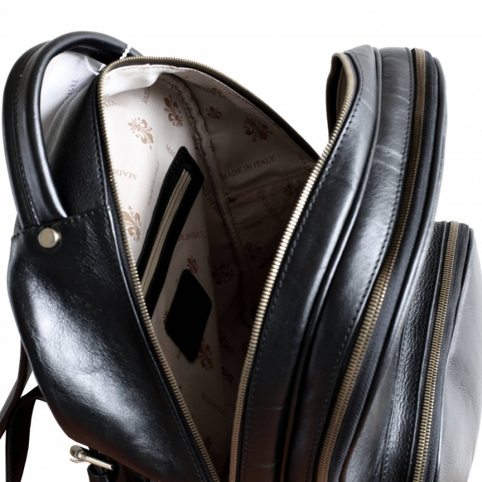 Rucsac unisex din piele maro inchis model R104 [2]