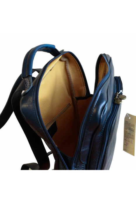Rucsac  unisex din piele vachetta model R107, Bleumarin [2]
