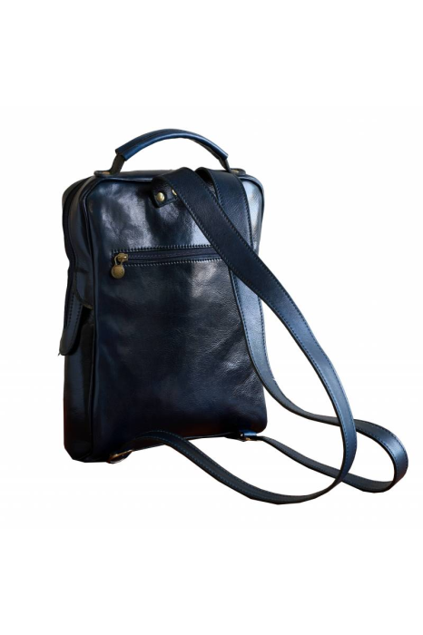 Rucsac  unisex din piele vachetta model R107, Maro inchis [6]