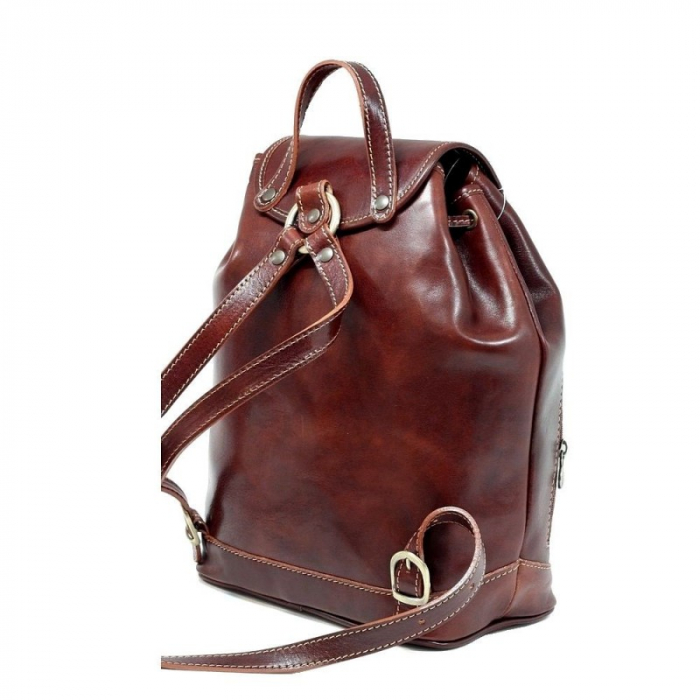Rucsac unisex din piele maro model R110 [2]