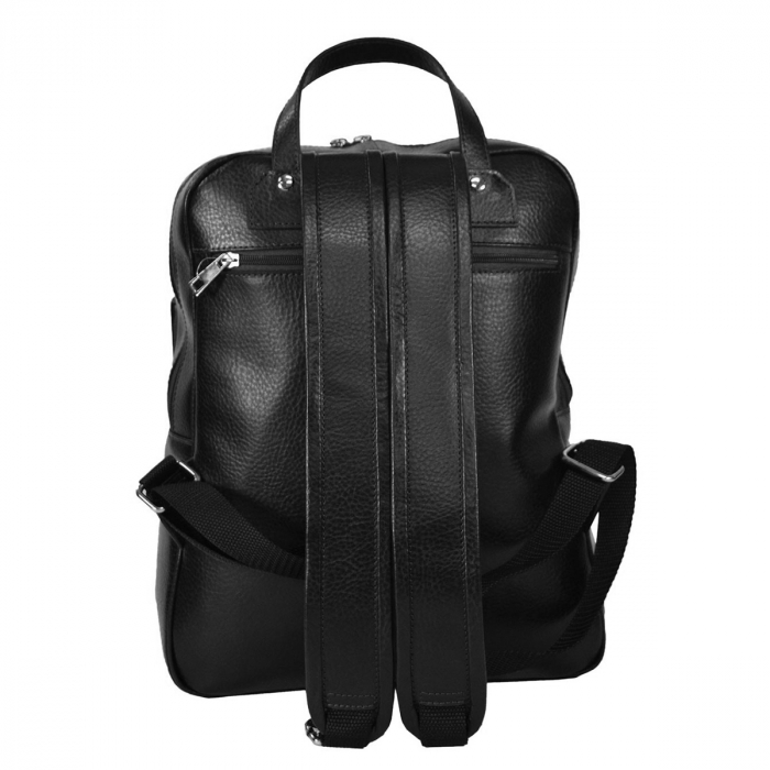 Rucsac unisex din piele naturala moale, model 245, Negru mat [5]