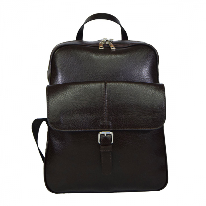 Rucsac unisex din piele naturala moale, model 245, Maro mat [3]