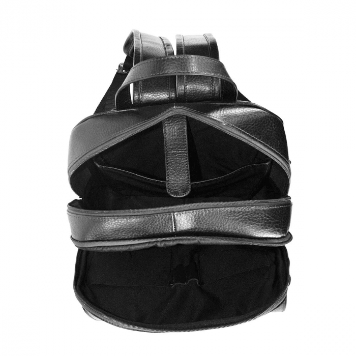 Rucsac unisex din piele naturala moale, model 245, Negru mat [2]