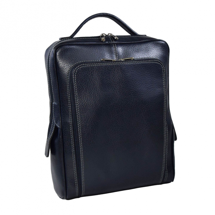 Rucsac unisex, din piele naturala moale, model 236, Bleumarin mat [1]