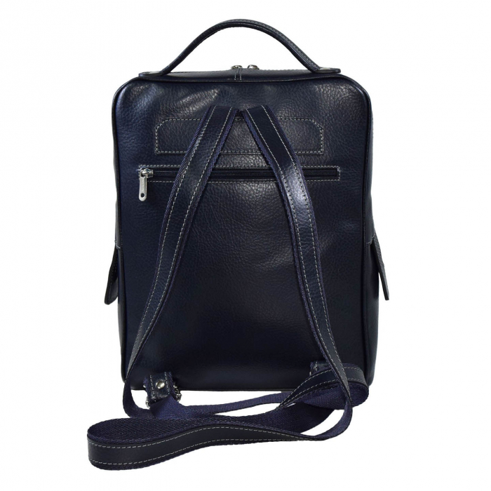 Rucsac unisex, din piele naturala moale, model 236, Bleumarin mat [3]